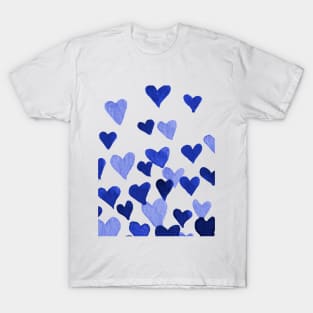 Valentine’s Day Watercolor Hearts – blue T-Shirt